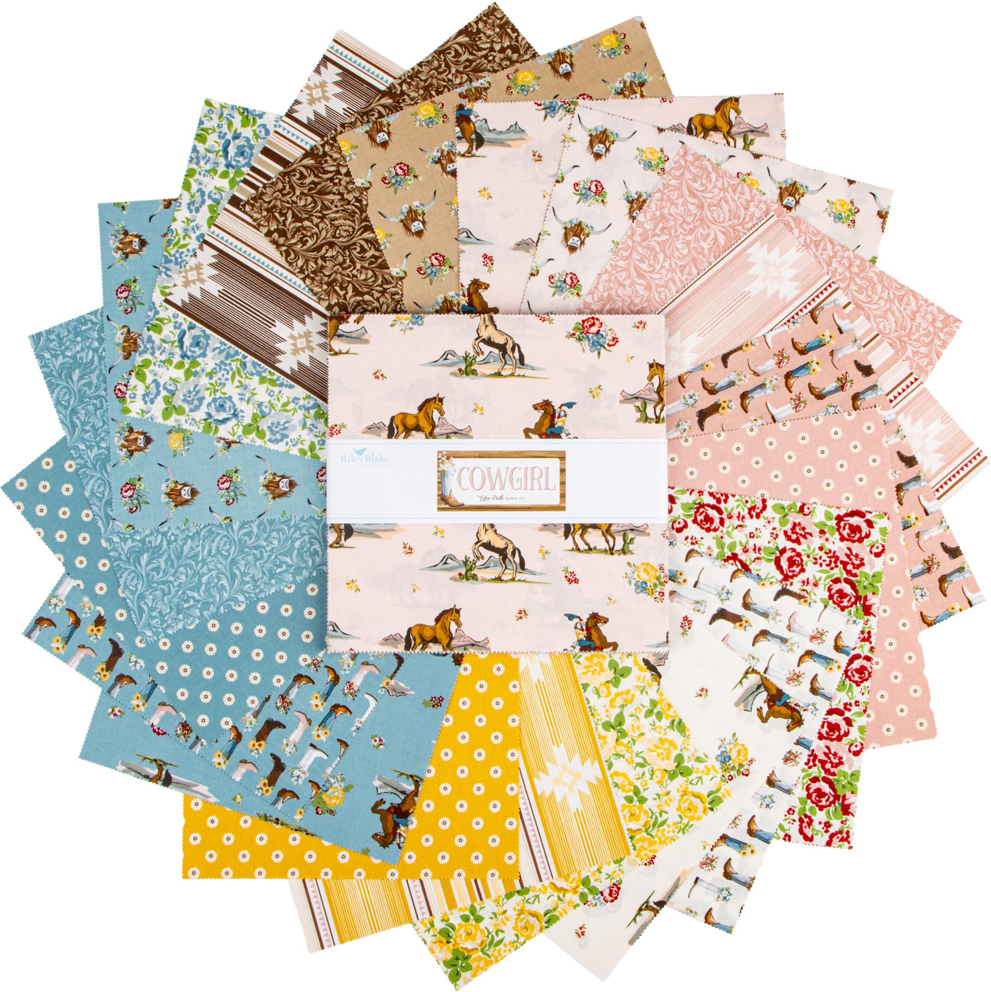 Echo Park Paper Co. 10-17480-42 Cowgirl-Stapel, 25,4 cm, 42 x 25,4 cm große Quadrate, Schichtkuchen, Riley Blake