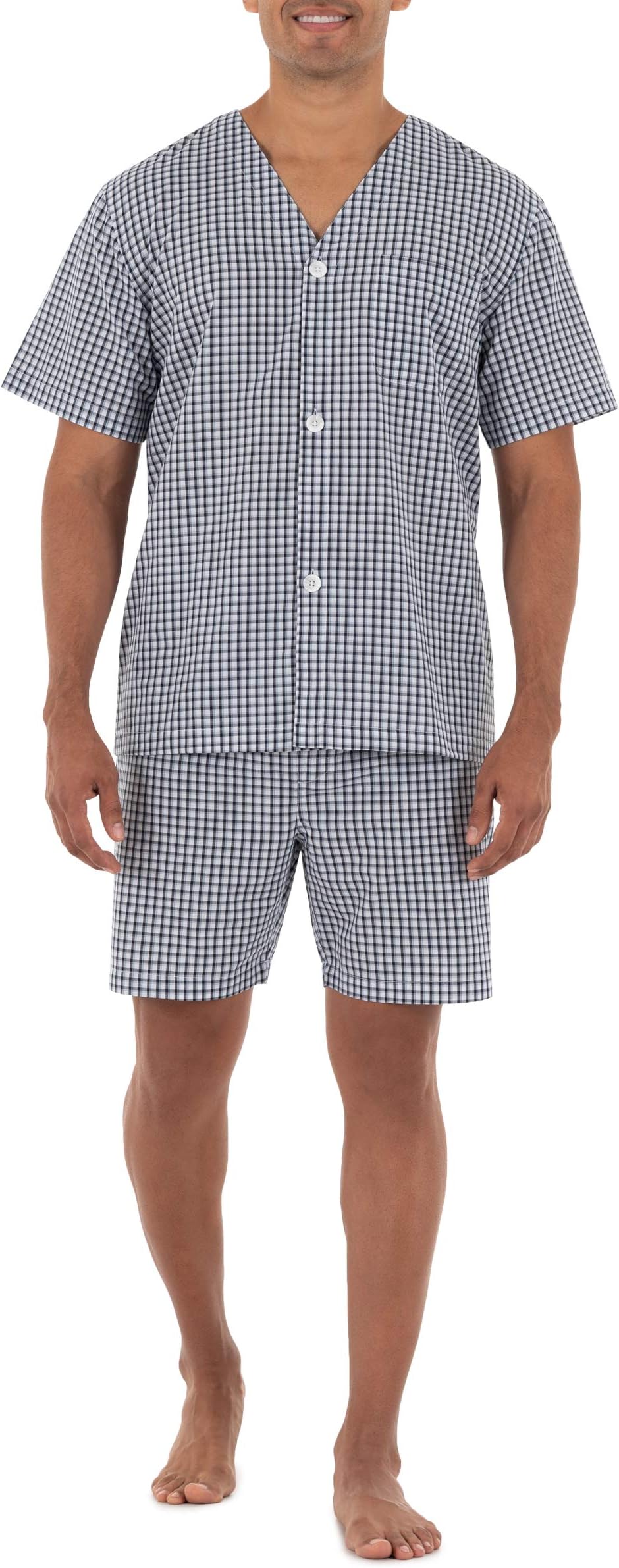 Fruit of the Loom mens Broadcloth Short Sleeve Pajama Set