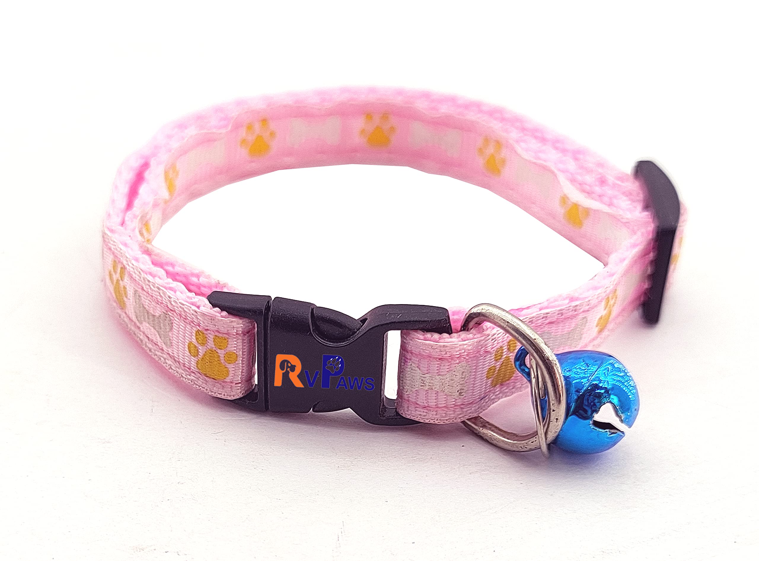 RvPaws Cat Collars with Bell - Paw & Bone Print Design, with Bell, Adjustable Strap, and Safety Release Buckle [Modern Paw and Bone Print Design for Your Cute Cats] (Pink) (B0BGX26FSD) Amazon Price History, Amazon Price Tracker