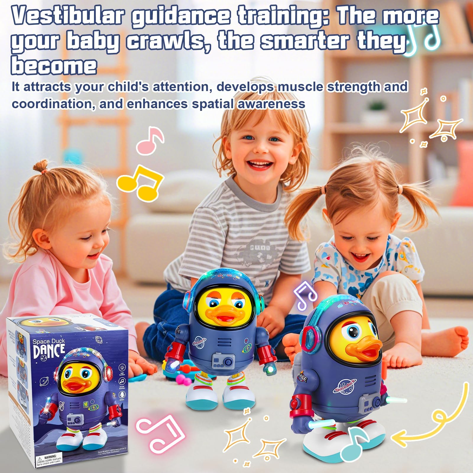 Vibbang Electric Musical Dancing Duck Robot Toy, Wiggling Dancing Space Duck Toys with Music & LED Lights - Image 4