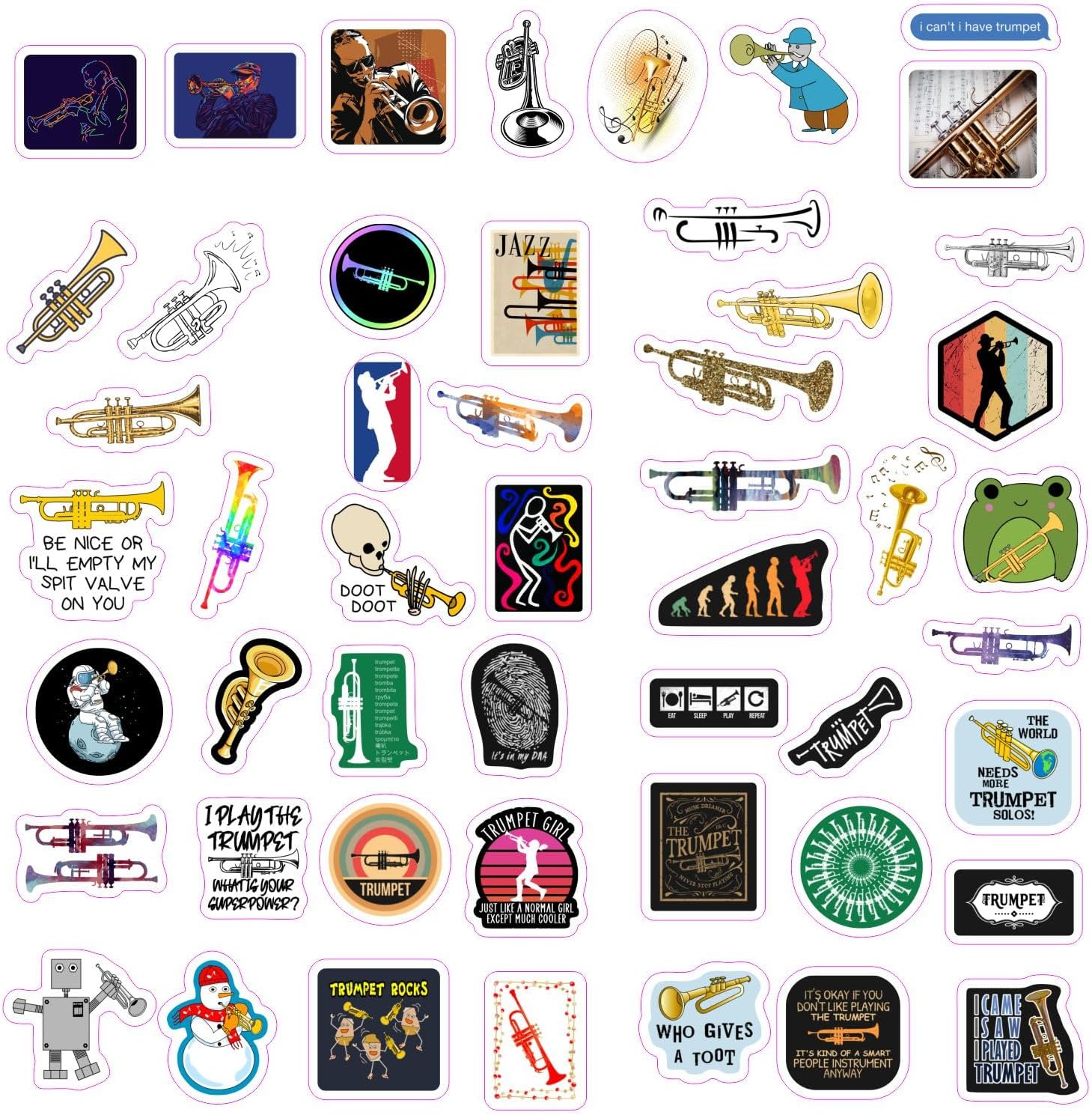 100Pcs Trumpet Stickers for Water Bottle and Laptop - Musical Party Supplies & Decorations, Waterproof Vinyl Instrument Decals, Trumpet and Jazz Stickers Laptop Decals, Gifts for Women & Men image 3