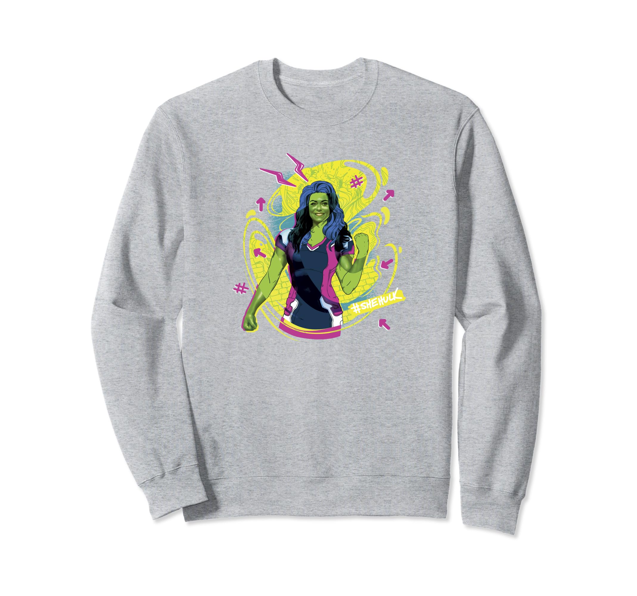 Sweatshirt Marvel She-Hulk avec imprimé mural graffiti effet briques texturé unique - 2