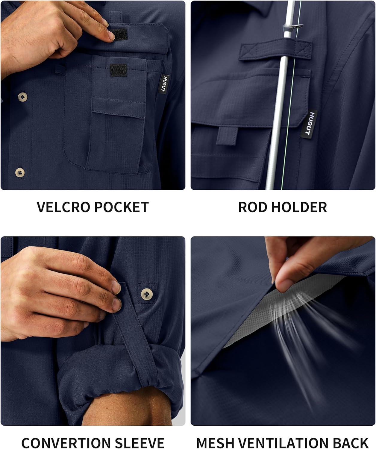 Men's Sun Protection Fishing Shirts Lightweight Long Sleeve UPF 50+ Travel Work Hiking Shirts with Pockets - Image 5