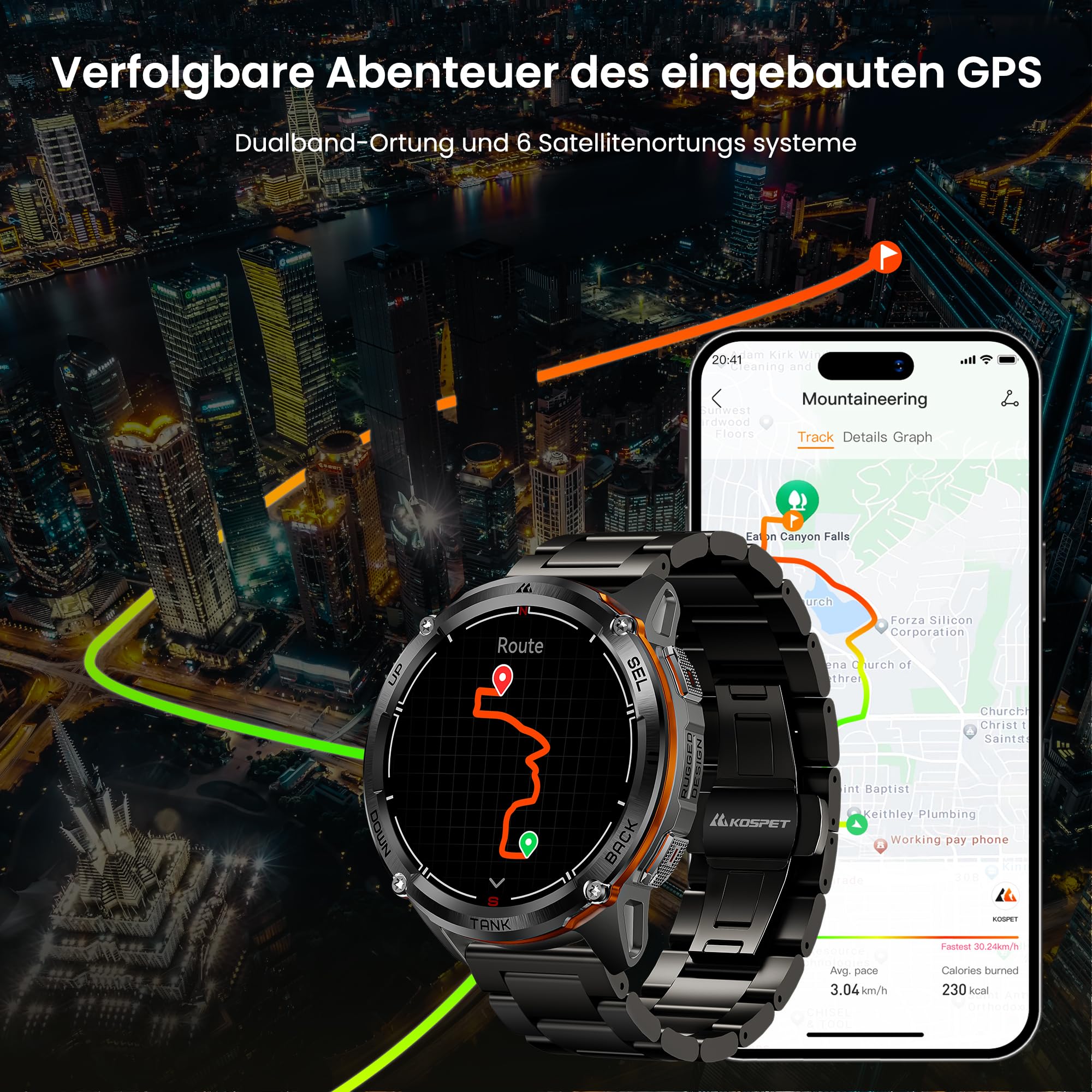 KOSPET TANK T3 ULTRA 2 Smartwatch Uomo Rugged Con GPS, Schermo AMOLED 1,43" | Autonomia 15 Giorni, Impermeabile 5ATM e IP69K, 170+ Modalità Sportive, Compatibile Android & iPhone Doppie cinghie