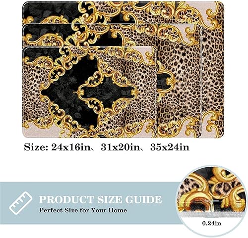 Miniatura 3 de Tapete de leopardo abstracto, duradero, para puerta delantera, tapete antideslizante y absorbente, resistente a la suciedad, para decoración de