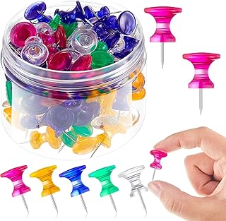 100 Pieces Giant Push Pins 1 Inch Standard Thumb Tacks Steel Point and Plastic Head Push Pins for Cork Board (Red, Yellow,...