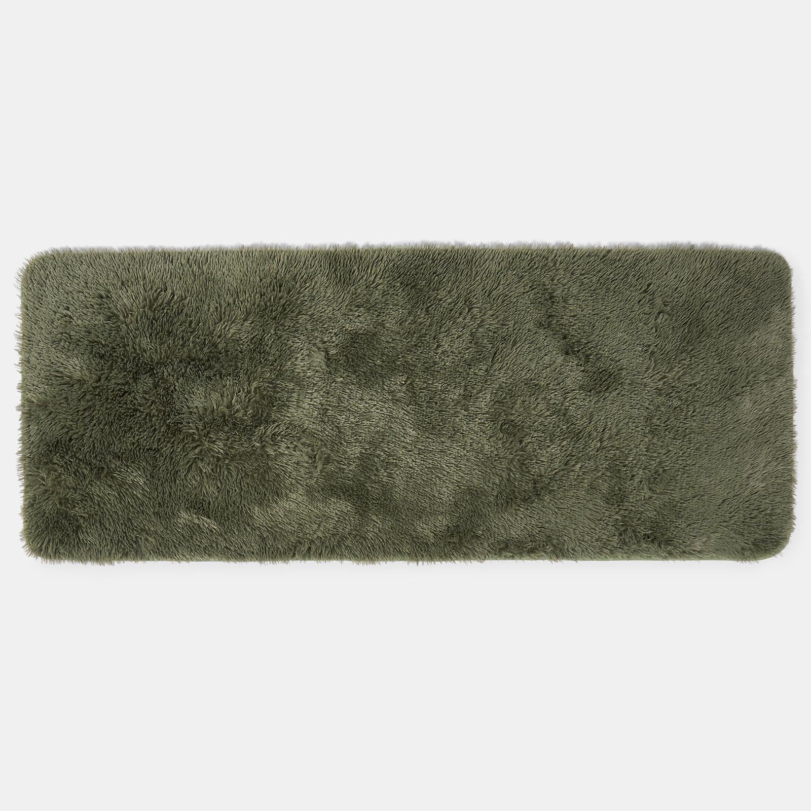 Sienna Rugs for Bedroom, Super Soft Fluffy Runner Rug Modern Anti Slip Shaggy Hallway Runner Rug Non-Shedding Thick Pile Area Rugs for Living Room, Woodland Green - 60 x 150cm — image 1