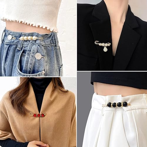 Miniatura 2 de 70 piezas de broche de perlas, pines de cuello de chal para suéter y sombrero, broches dobles de perlas de imitación para mujer, botones de