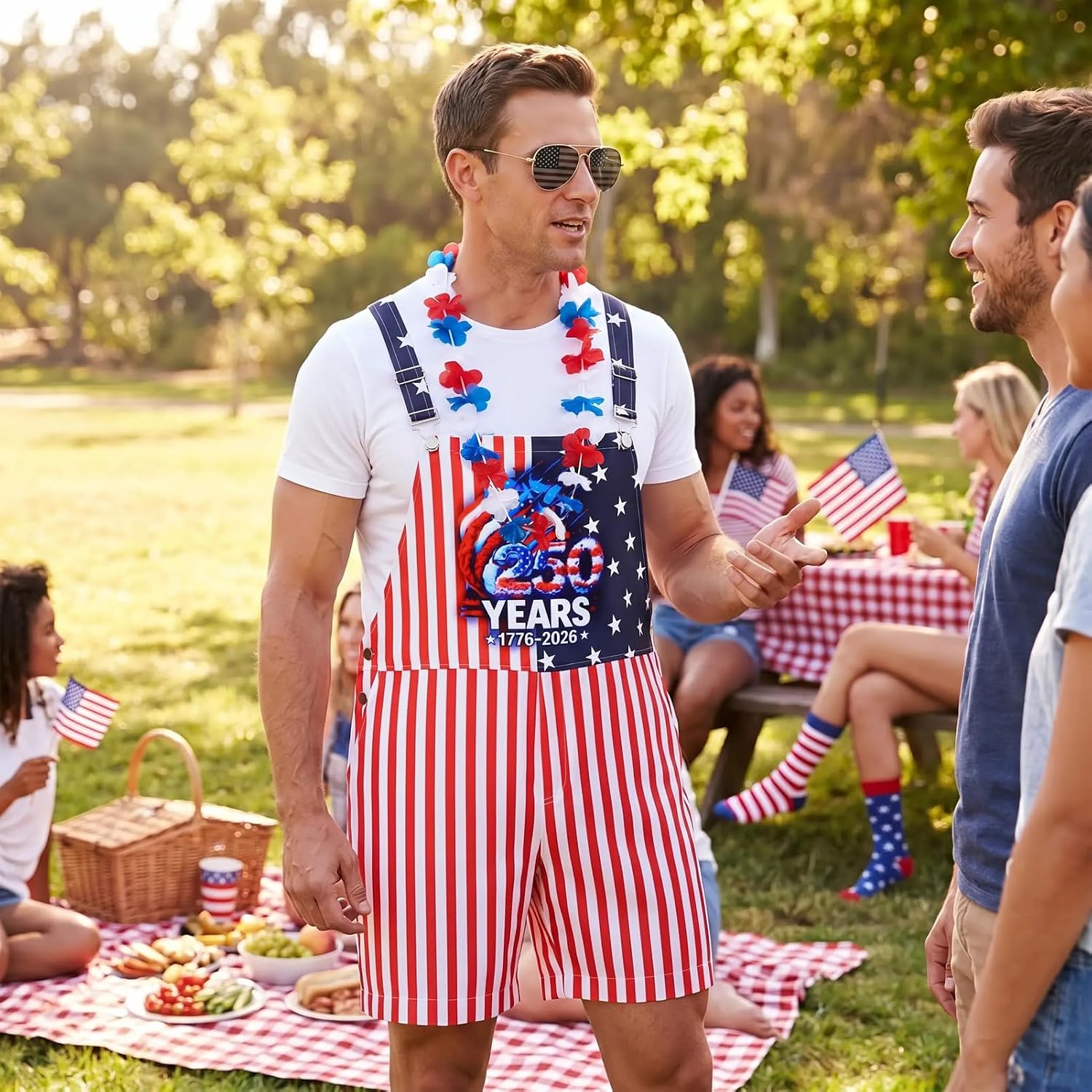 American Flag Overalls Men Women,4th of July Patriotic Bib Overalls for 250th Anniversary