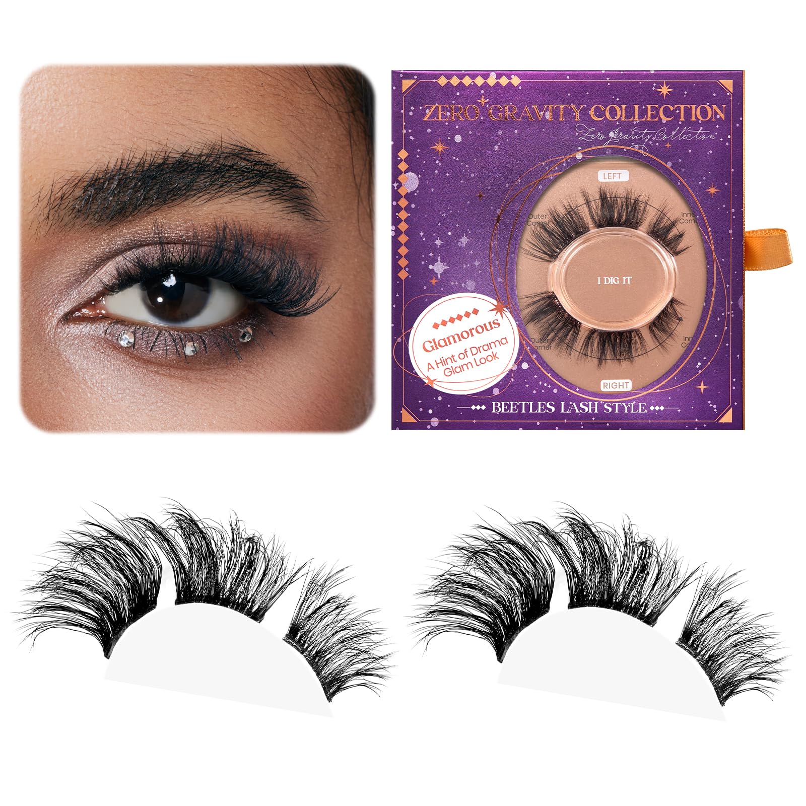 Beetles Easy Lashes Easy Trio Lash Clusters False Eyelashes Zero Gravity Collection A Pair of Mixed Super Natural Wispy Fluffy Lashes for Women Eyelash Extension Kit Faux Mink Eyelashes