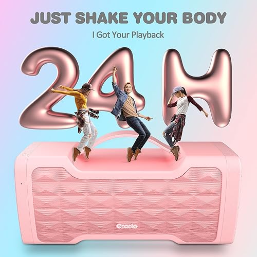 Miniatura 5 de Oraolo Altavoz rosa Bluetooth más fuerte 40W altavoz portátil inalámbrico gran sonido estéreo, IPX6 impermeable, soporta entrada USBAUX, micrófono