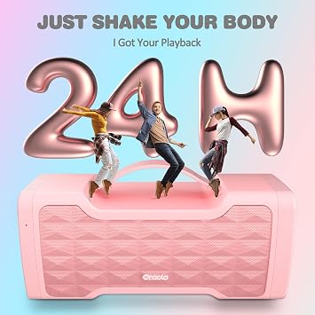oraolo Bluetooth Speaker Loud 40W Wireless Portable Large Speaker Stereo Sound, IPX6 Waterproof, Support USB/AUX Input, Built-in Mic for Home Party Outdoor (Pink)