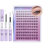 Wispy Natural Eyelash Clusters Kit 8-16mm D Lash Clusters DIY Lash Extension Kit Thin Lash Band with Bond and Seal, Tweezers Lash Clusters Kit