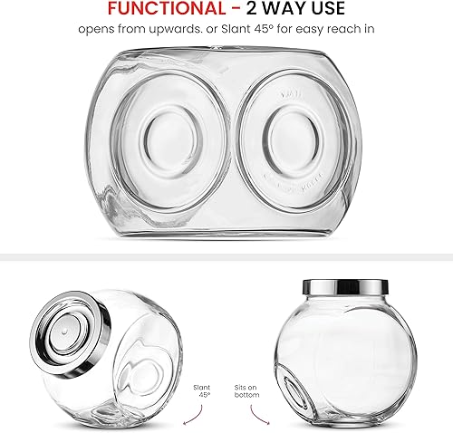 Miniatura 5 de Bormioli Rocco Pandora - Tarro de cristal para dulces de 75 onzas (paquete de 2) con tapa de sellado hermético de plástico de 2 vías, tarro de