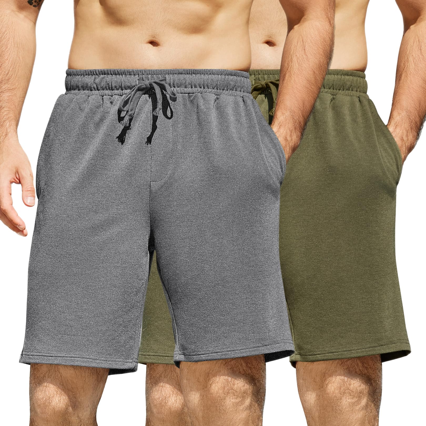 COOFANDY Men's Sweat Shorts 7 Inch Athletic Workout Shorts 2 Pack Casual Lounge Joggers Short Pants with Pockets