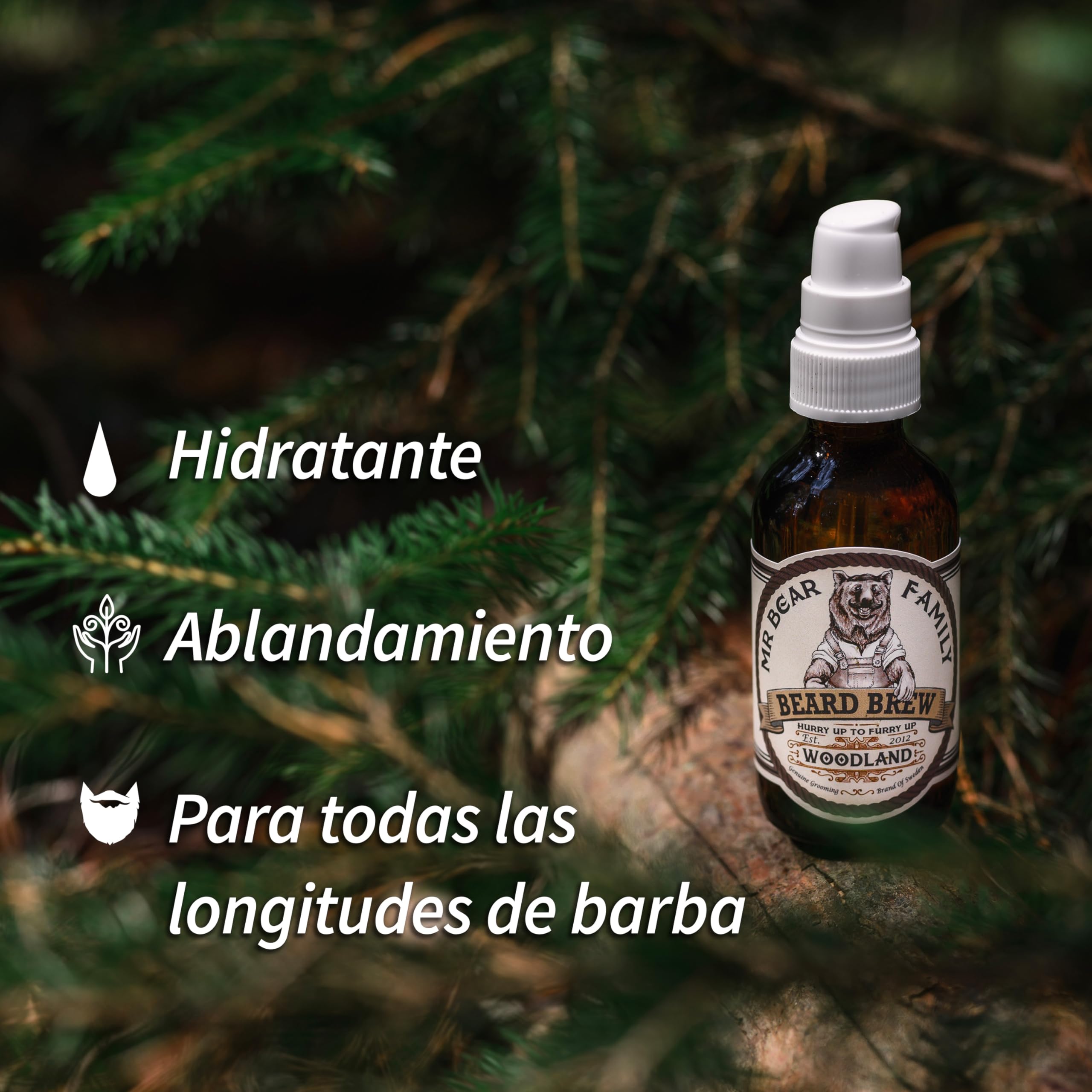 Mr Bear Family Beard Oil Men - Woodland - nutre y favorece el crecimiento barba - aceite barba hombre con jojoba y aceite de argán - Aceite para el cuidado barba hombre – aceite barba hidratante 30ml