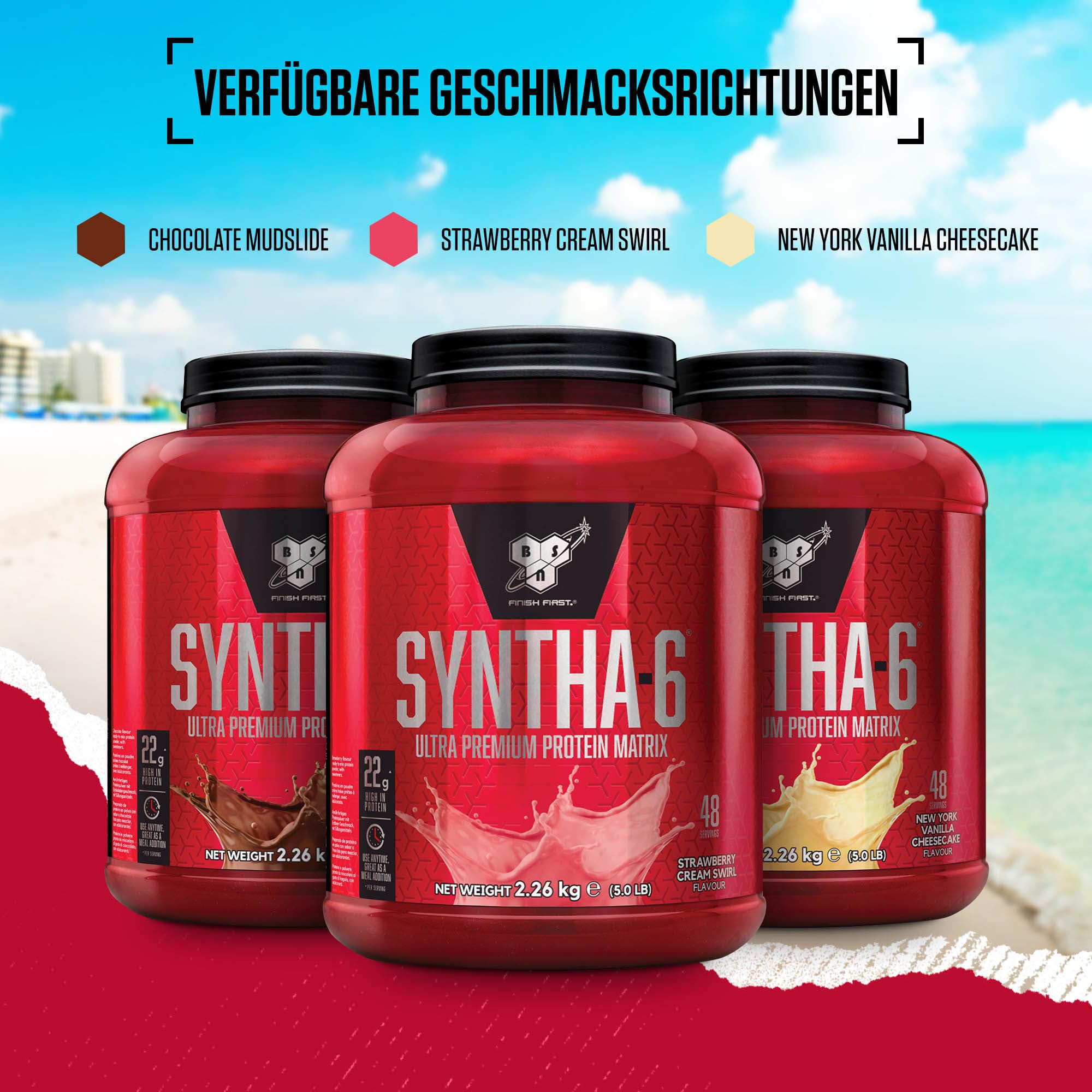 BSN Syntha 6 Ultra-Premium-Protein-Pulver für Muskelwachstum und -reparatur, zuckerarm und proteinreich, Geschmacksrichtung Chocolate Mudslide, 48 Portionen, 2,26 kg