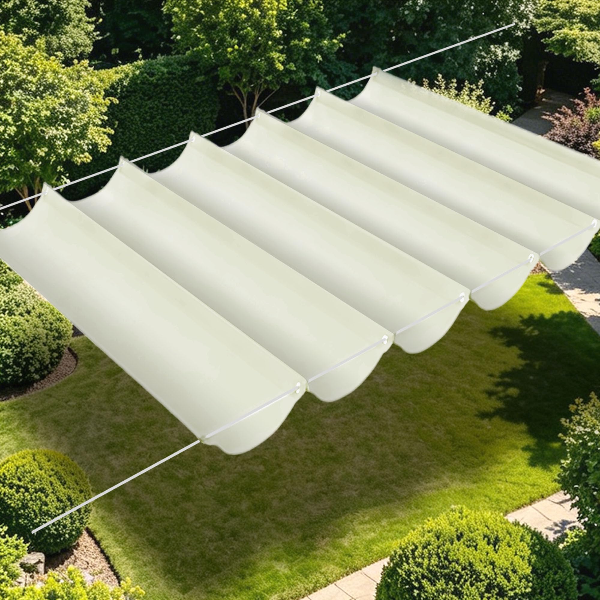 Toile d'ombrage extérieur grand format imperméable blanc cassé