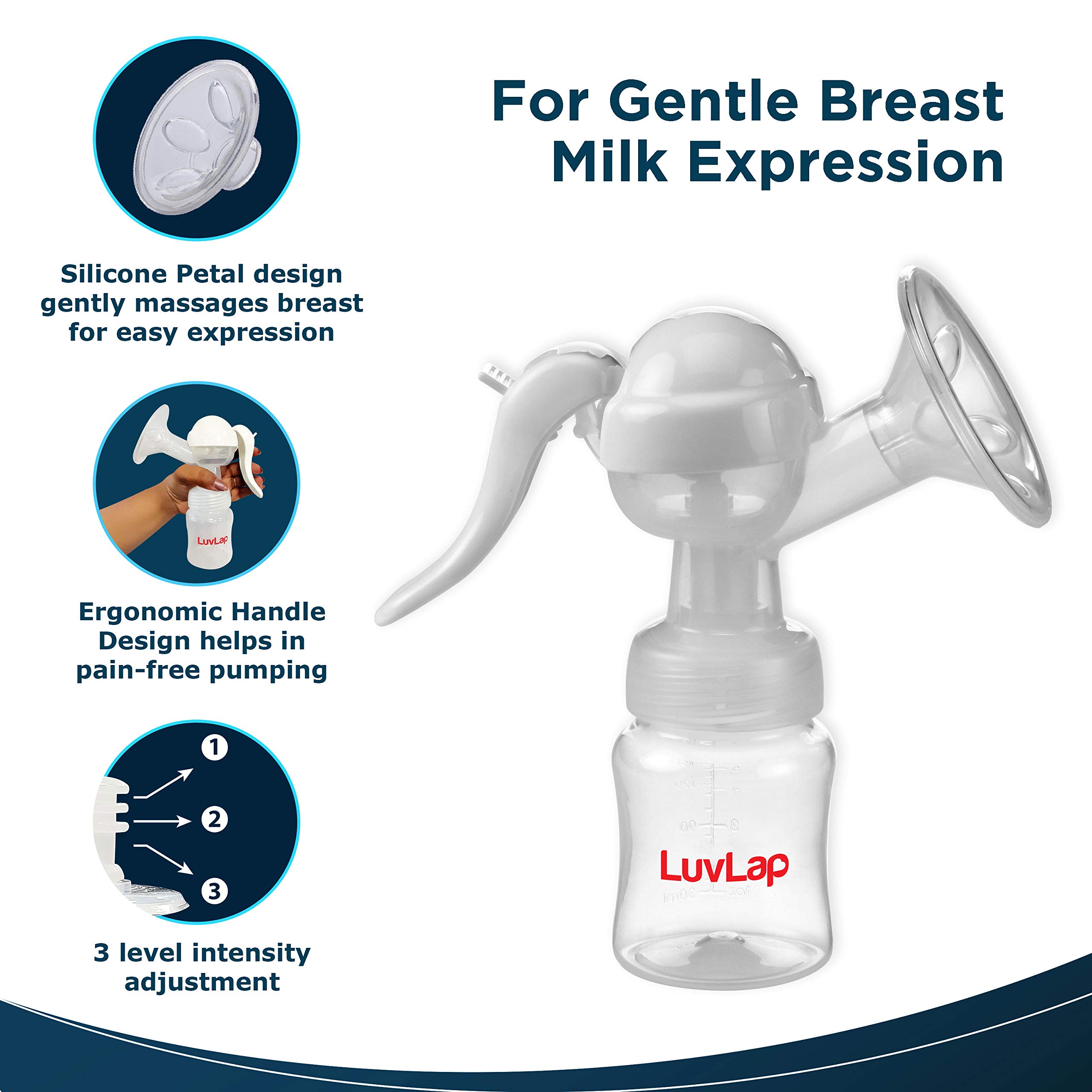 LuvLap Manual Breast Pump & Slim Feeding Bottle 125 ml - Image 3 thumbnail
