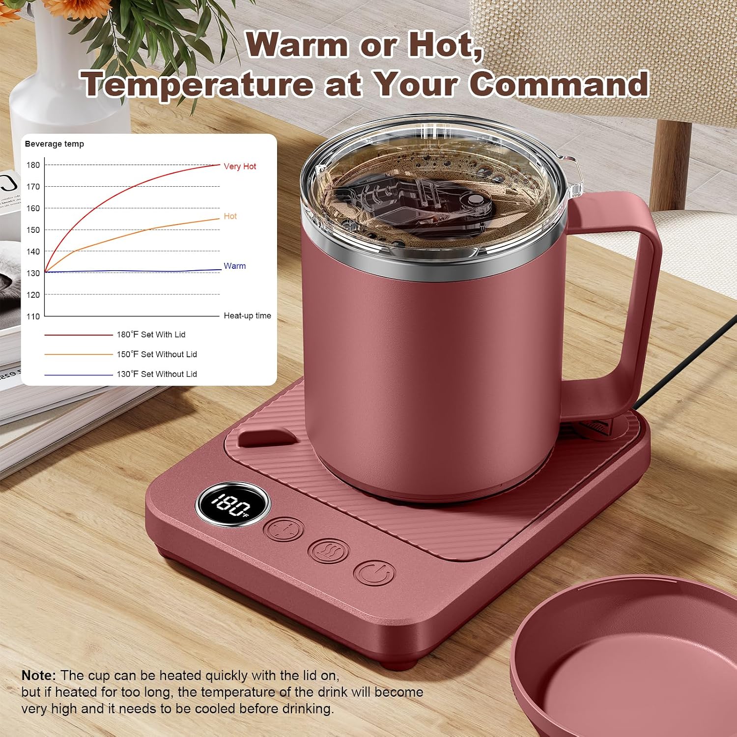 Felibeaco Coffee Mug Warmer Set for Desk, Coffee Warmer & 16oz Heated Mug image 3