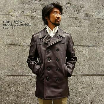 Amazon | [ショット] SCHOTT 140 メンズ レザー ダブル ピーコート