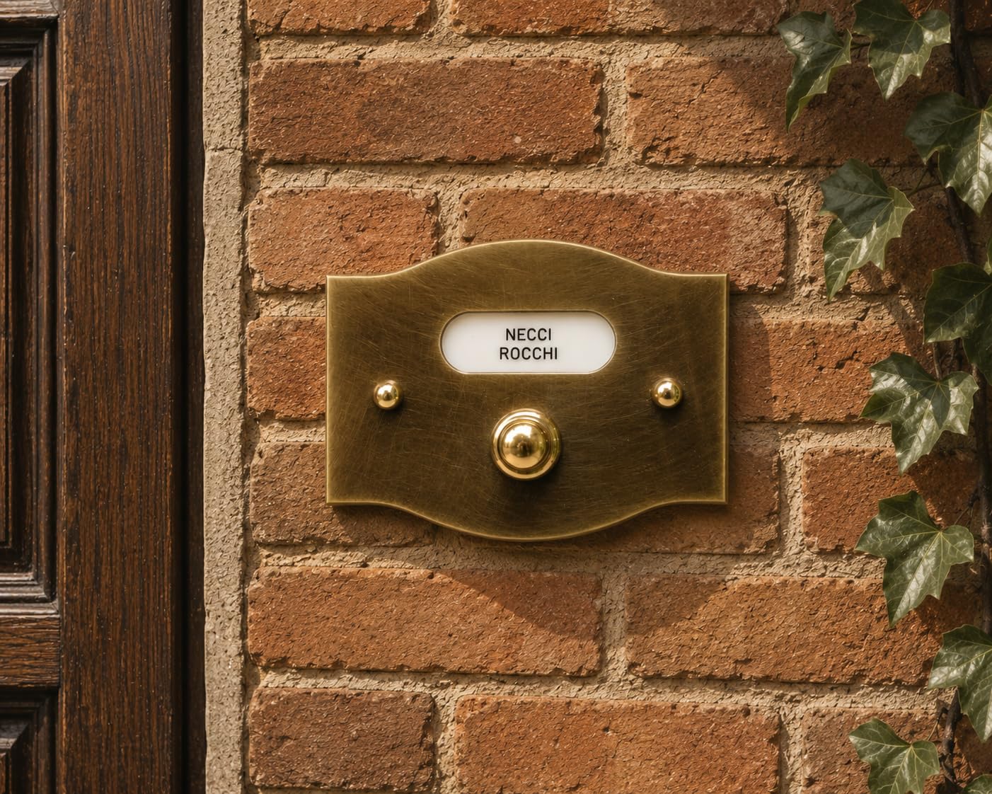 Neroni Mameli Campanello in Ottone Bronzato per Esterno abitazione - Porta Ingresso Casa, con Pulsante Elettrico - Modello Costantino - Made in Italy