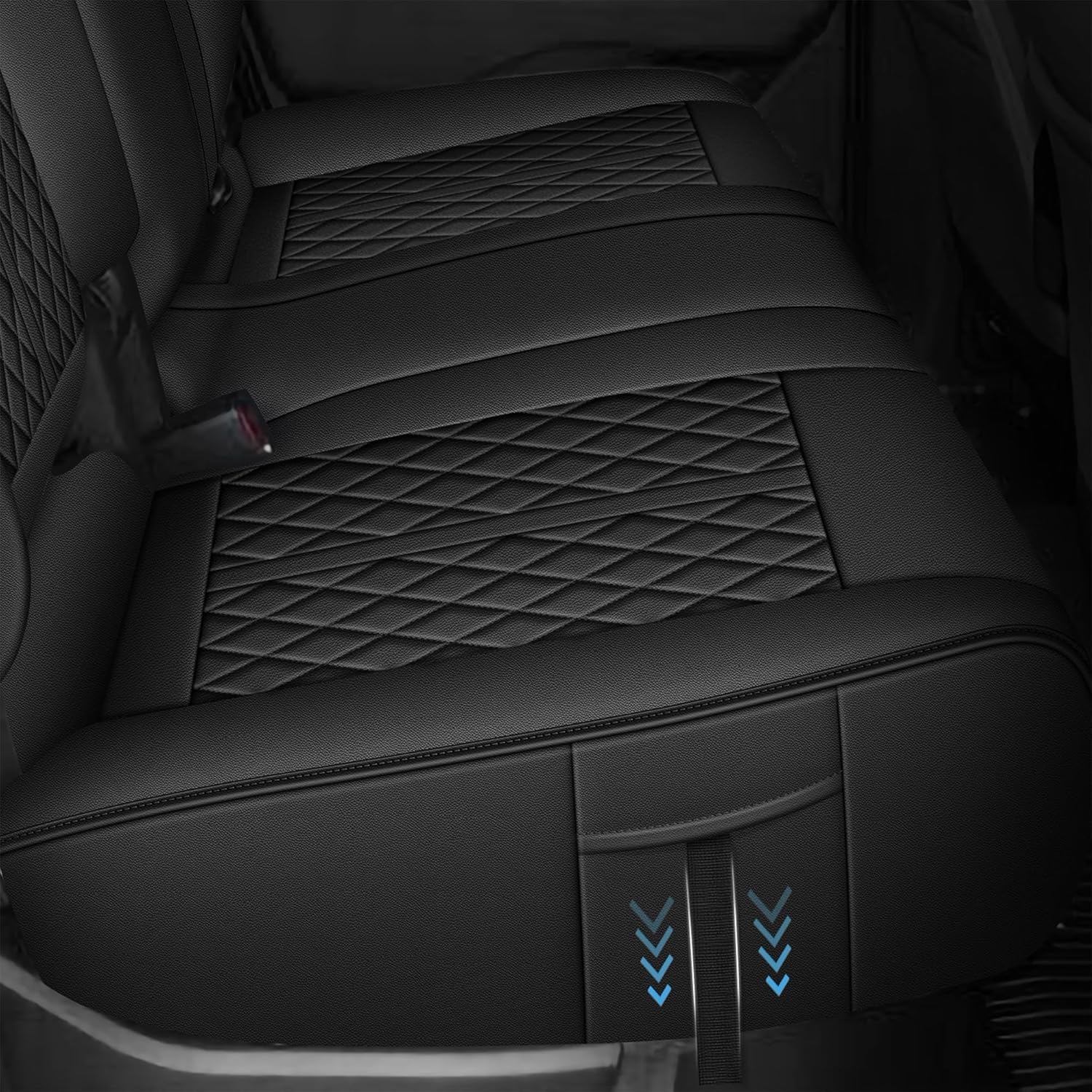 Car Seat Covers Compatible with Toyota Tacoma 2024 2025 2026 Double Crew Cab Faux Leather Seat Covers for Trucks (Front Only/Black)