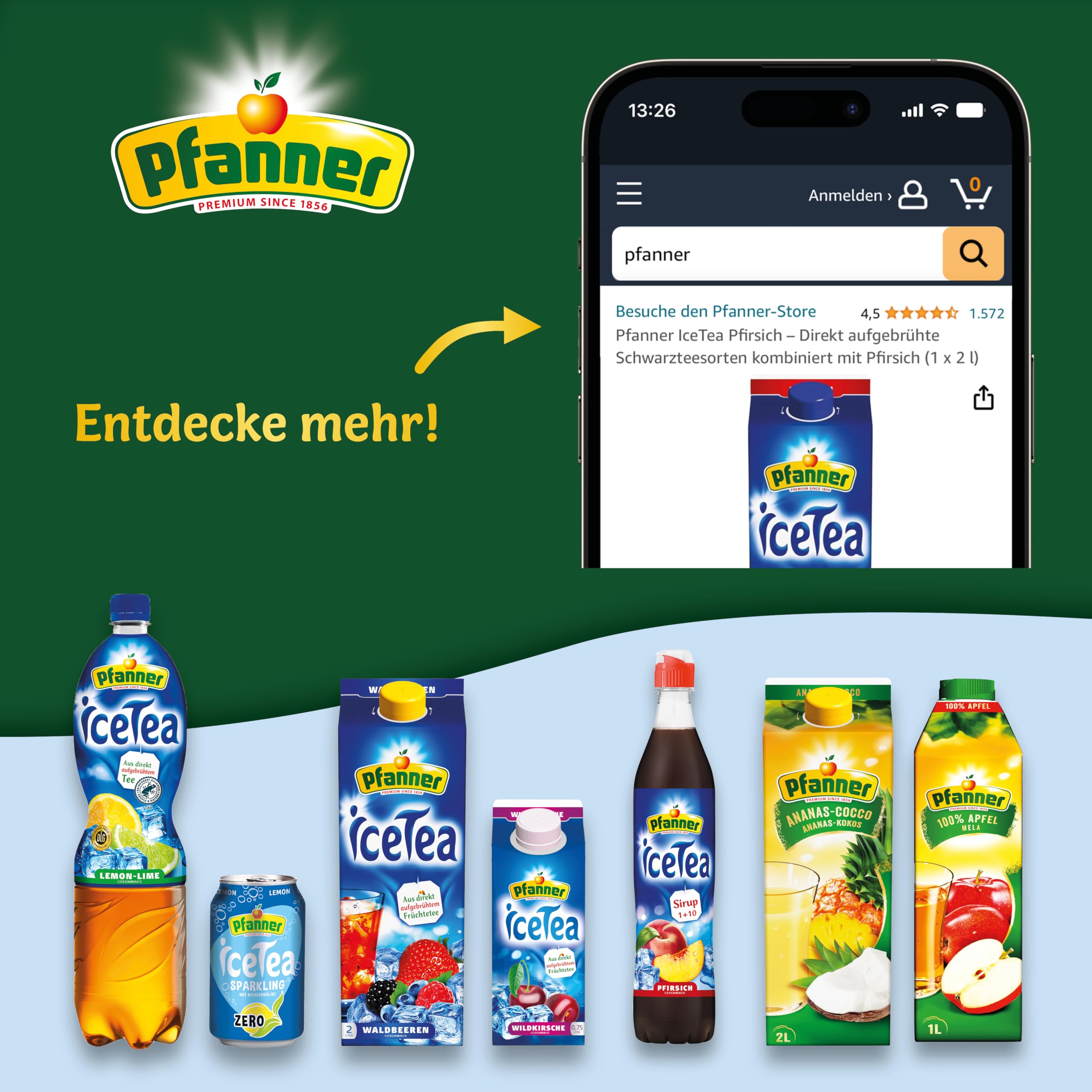 pfanner té helado melocotón, 6 pack (6 x 2 l)