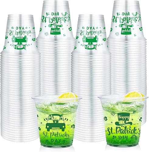 Miniatura 8 de 80 tazas de trébol para el día de San Patricio tazas desechables de plástico transparente para el día de San Patricio tazas de plástico verde para