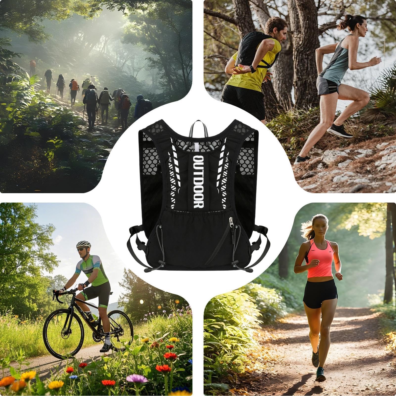 Gilet de Course, Gilet d'hydratation,Running Vest Chest Téléphone Téléphone - Supplies de Fitness Portables, à séchage Rapide pour Les Femmes et Les Hommes de randonnée en Plein air Jogging
