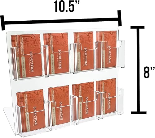 Source One - Tarjetero vertical transparente de bolsillo de lujo, encimera (1 paquete, 2 niveles 8 bolsillos)