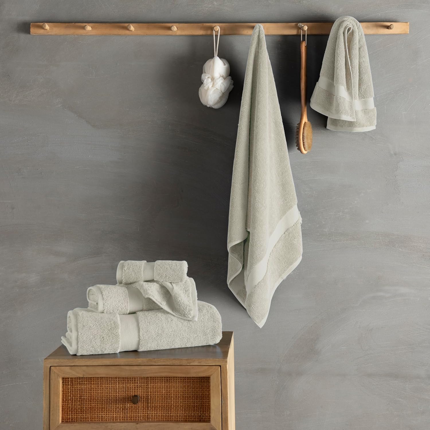 TOWELTIQUE- Organic Cotton Plush Bath Towels Pack of 6 GOTS & Oeko- TEX Certified | Premium Soft, Absorbent & Quick-Drying Towels for Bathroom, Gym, Spa & Hotel Use – Taupe