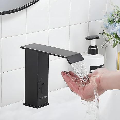 Plantex Solid Brass Automatic Touchless Tap for Basin/Sensor Tap/Faucet for Washbasin/Electronic Basin Tap - Pillar Cock (Black)