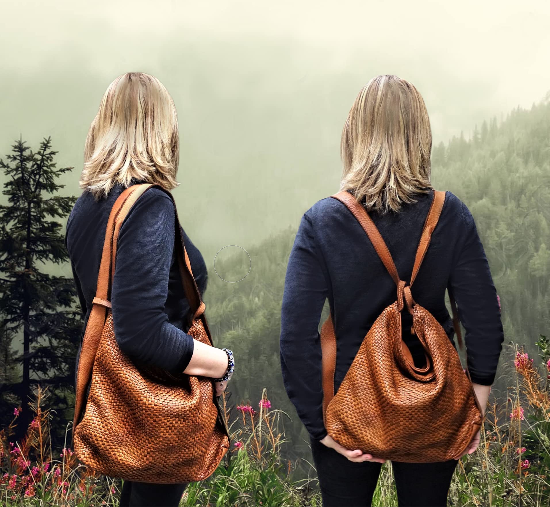 Brakumi Borsa in vera pelle morbida trasformabile in zaino