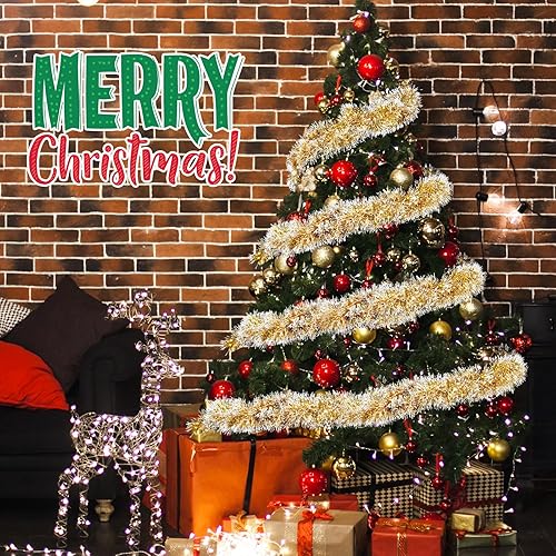 Miniatura 178 de Shappy Guirnalda de oropel negra de 90 pies, 6 rollos para decoración de Halloween, Navidad, guirnalda metálica con purpurina para bodas, fiestas