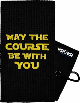 Wolf Golf Towels May The Course Be with You Golf Towel | Embroidered in USA | Golf Accessories for Men or Women