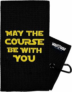 Wolf Golf Towels May The Course Be with You Golf Towel | Embroidered in USA | Golf Accessories for Men or Women