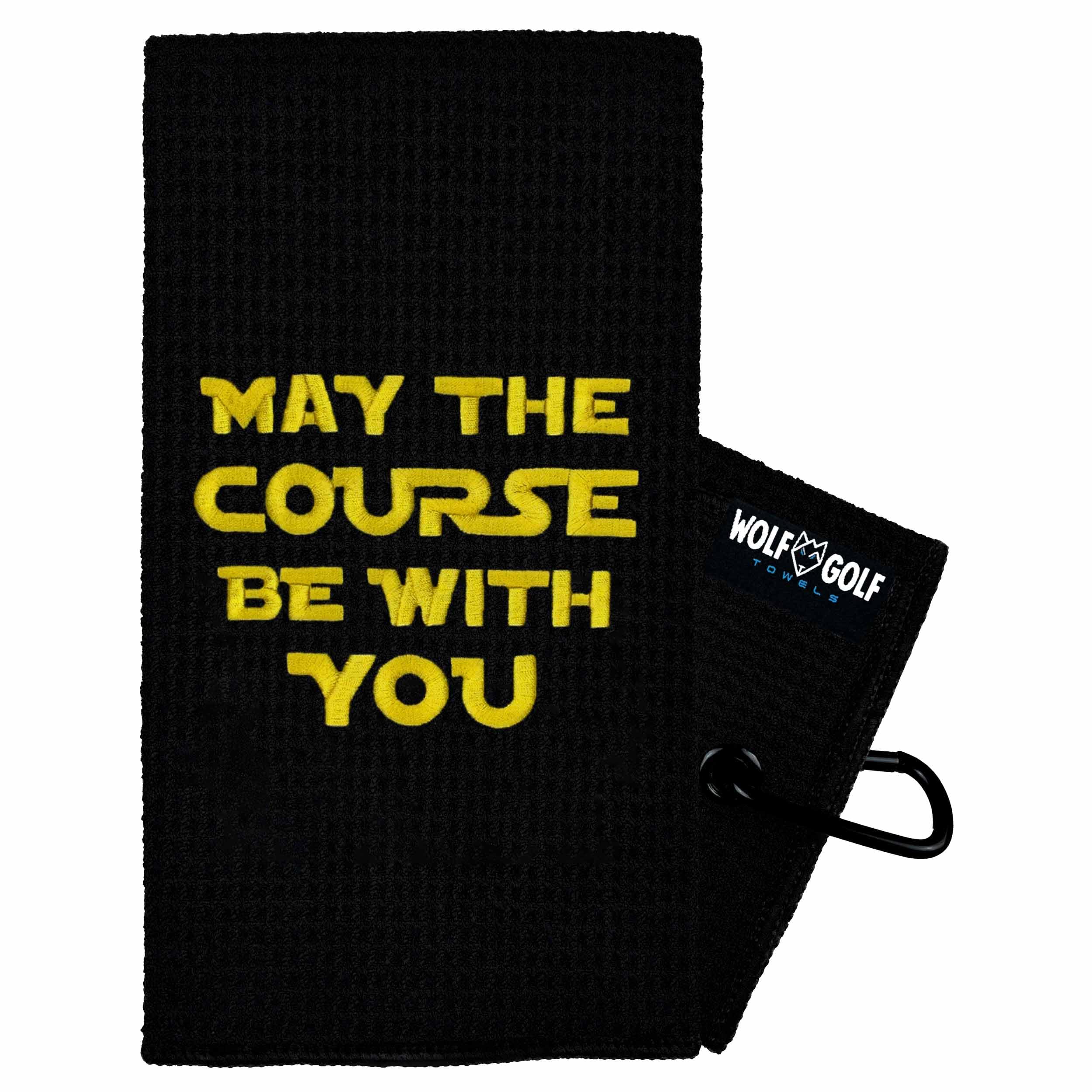 Golf Towel Store - Funny Golf Towel - Golf Gifts for Men or Women - Embroidered Golf Towels for Golf Bags with Clip - 100% Cotton or Waffle Microfiber Options - May The Course Be with You