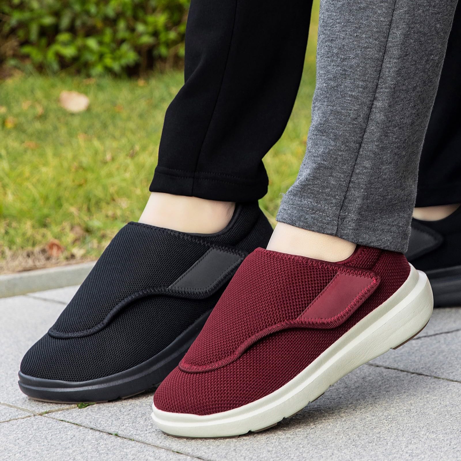 Zapatillas Diabéticas Hombre Mujer Extra Anchos Ligero Ajustable Ortopédico Zapatos de Caminar Anciano Paseo Antideslizante por Casa Aliviar el Dolor de Pies