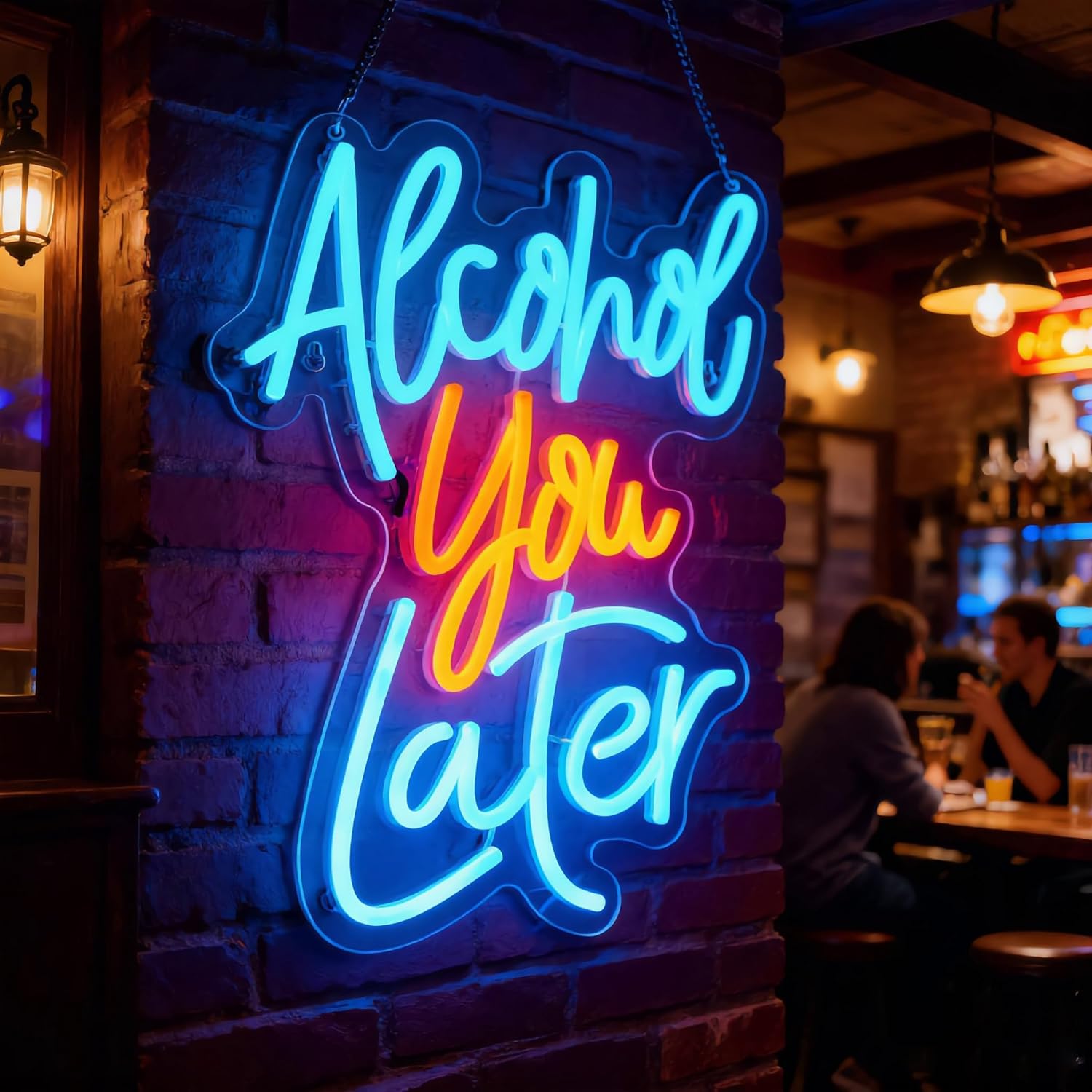 Alcohol You Later Neon Sign Alcohol Neon Sign for Wall Decor Party Deco USB Dimmable LED Neon Lights for Beer Bar Kitchen Restaurant Home Bar Pub Tavern Party Man Cave Club Shops Hotel Store Business Gift