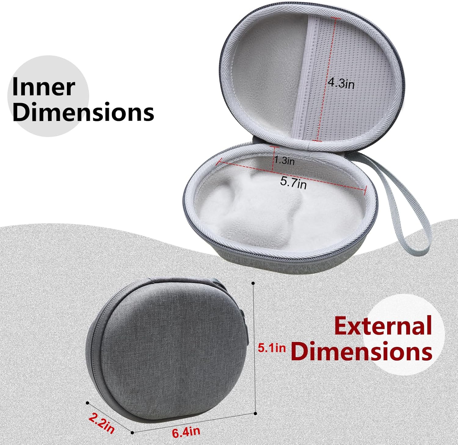 LTGEM Hard Case for Bone Conduction Headphones Compatible with SHOKZ, CXK, BAICLUD, TOZO, DEMICEA, Wildhorn Outfitters, Tayogo, LOBKIN Open Ear Bone Conduction Headphones -Grey (Only Case) - Image 2