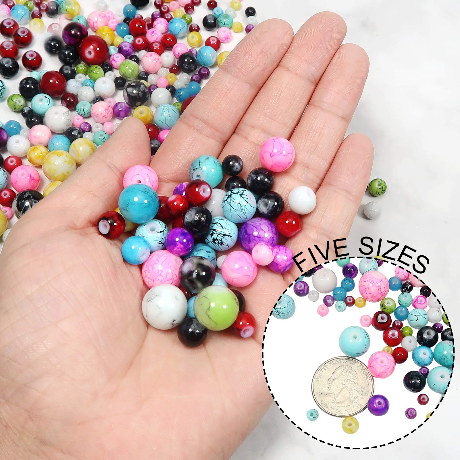 5 Pz Motivo Floreale Rotondo 12 Mm Fatto A Mano Vetro Perline Sciolte - Foto 9