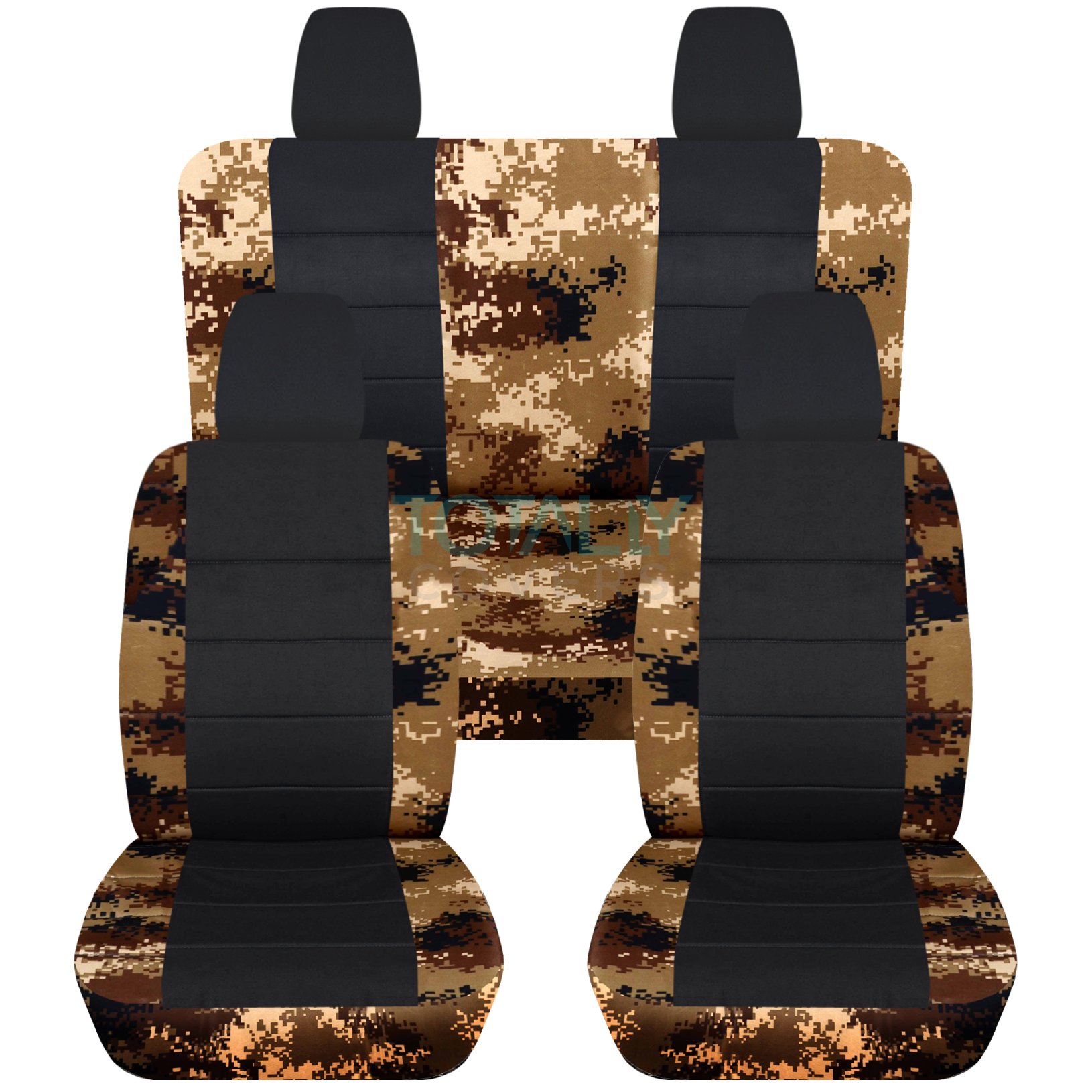 Totally Covers Compatible with 2011-2018 Jeep Wrangler JK Camo & Black Seat Covers: Tan Digital Camouflage - Full Set: Front & Rear (19 Prints) 2-Door/4-Door Solid/Split Bench