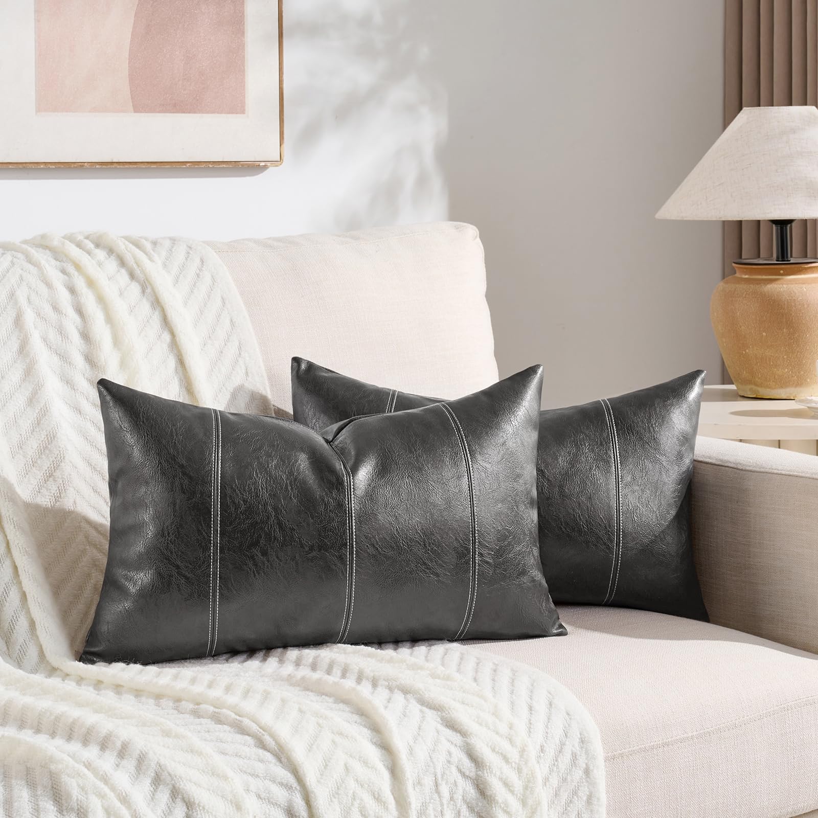 Rythome 2 Federe Per Cuscini Rettangolari 30x50 Cm – Morbida Tessitura Fine, Grigio Chiaro, Eleganti Per Divano E Letto