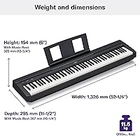 Vista 2 de Yamaha P45B - Teclado de piano digital portátil de 88 teclas con reposapiés, interruptor de pie de sustain, altavoces incorporados, conectividad