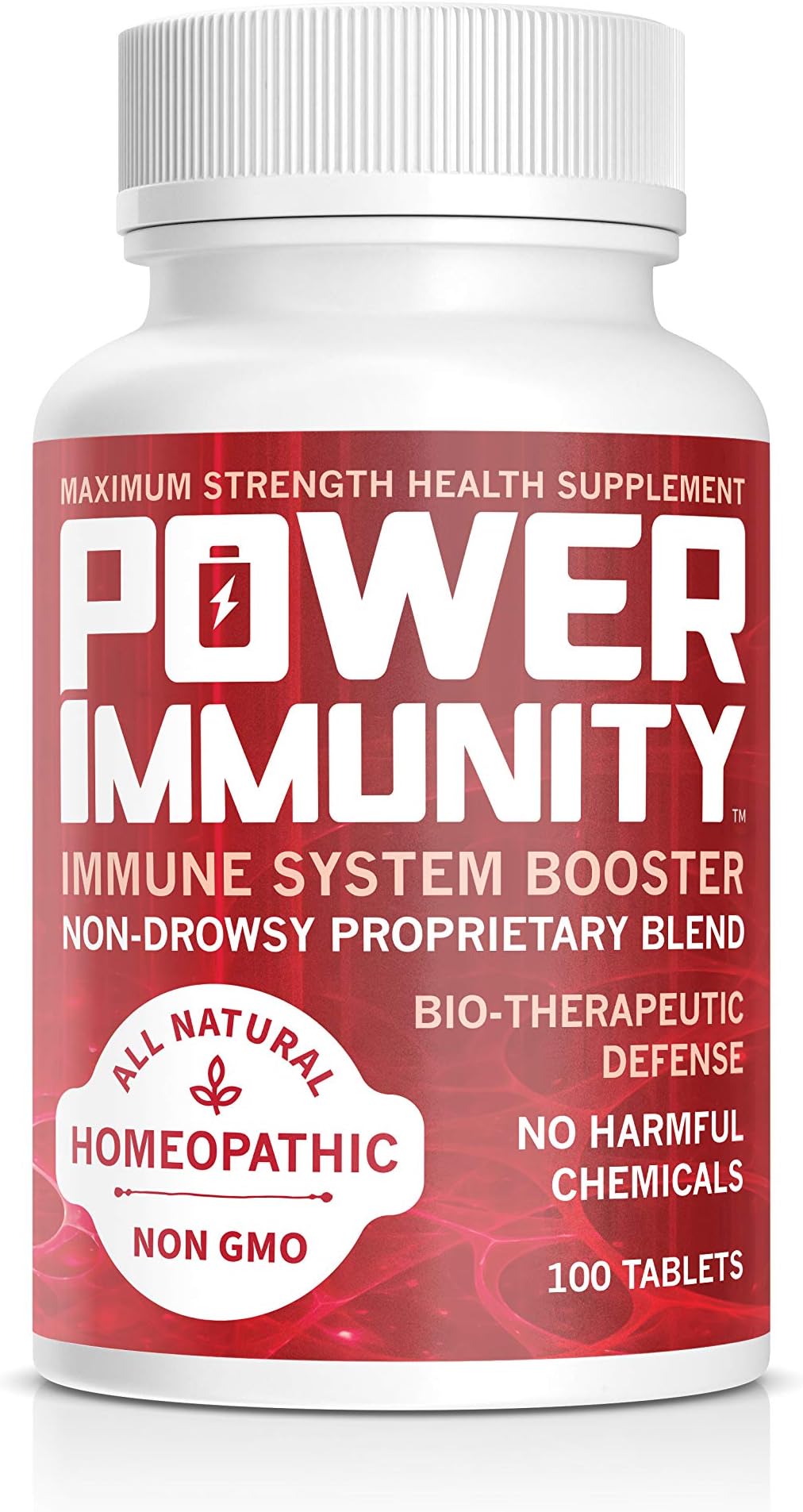 Homeopathic Immune System Booster, Maximum Strength Health Supplement with Pokeweed, Spurge Olive and Bulbous Buttercup, All Natural, Non GMO, 100 Tablets