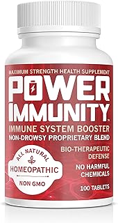 Homeopathic Immune System Booster, Maximum Strength Health Supplement with Pokeweed, Spurge Olive and Bulbous Buttercup, All Natural, Non GMO, 100 Tablets