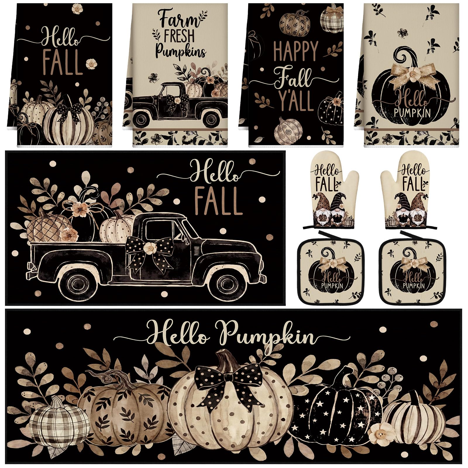 Fall Pumpkin Kitchen Decor Set - 10 Pcs -13