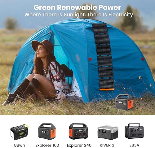 Miniatura 6 de FlexSolar Cargadores de paneles solares portátiles de 60 W con PD3.0 USB-C, QC3.0 USB-A y salidas de CC plegables IP67 impermeable para campamento