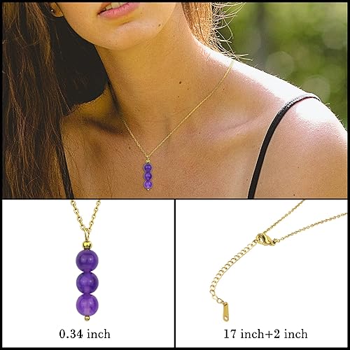 Miniatura 4 de Amethyst necklace purple beaded necklace healing crystal necklace for women crystal pendant necklace as healing gifts gemstone necklaces spiritual
